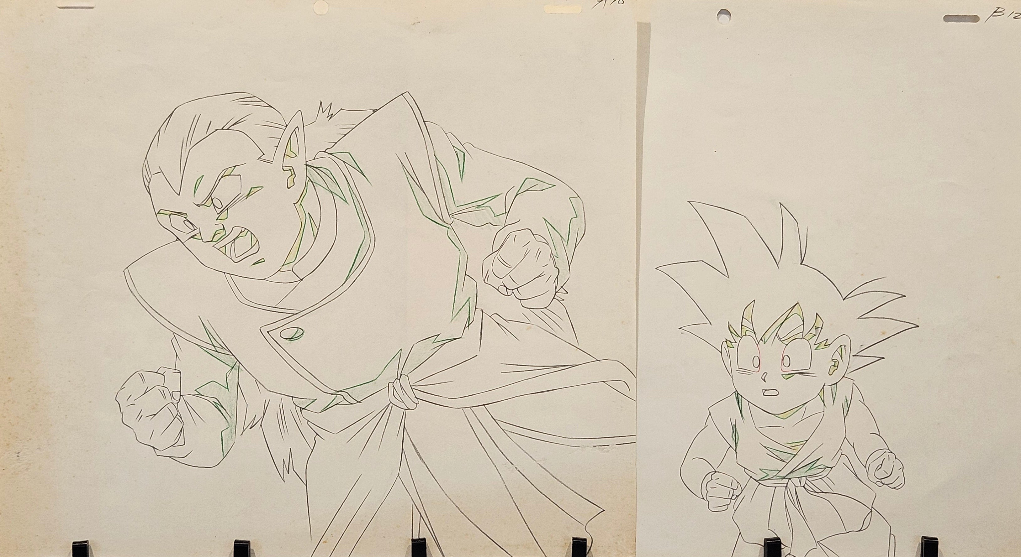 《龙珠 GT》第33集原创赛璐璐片与原画手稿（悟空与基比托凯）