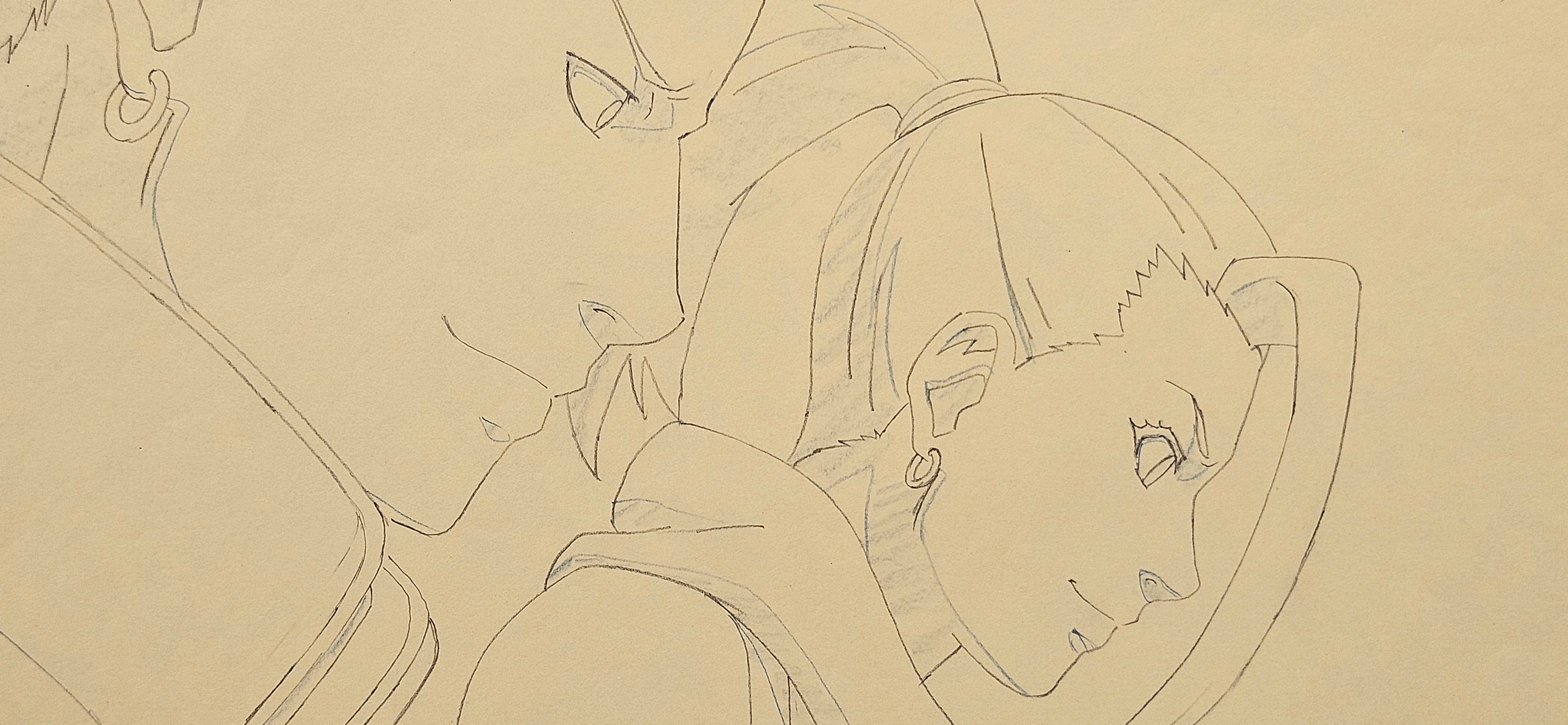 Boceto original de Naruto (Ino y Shikamaru)