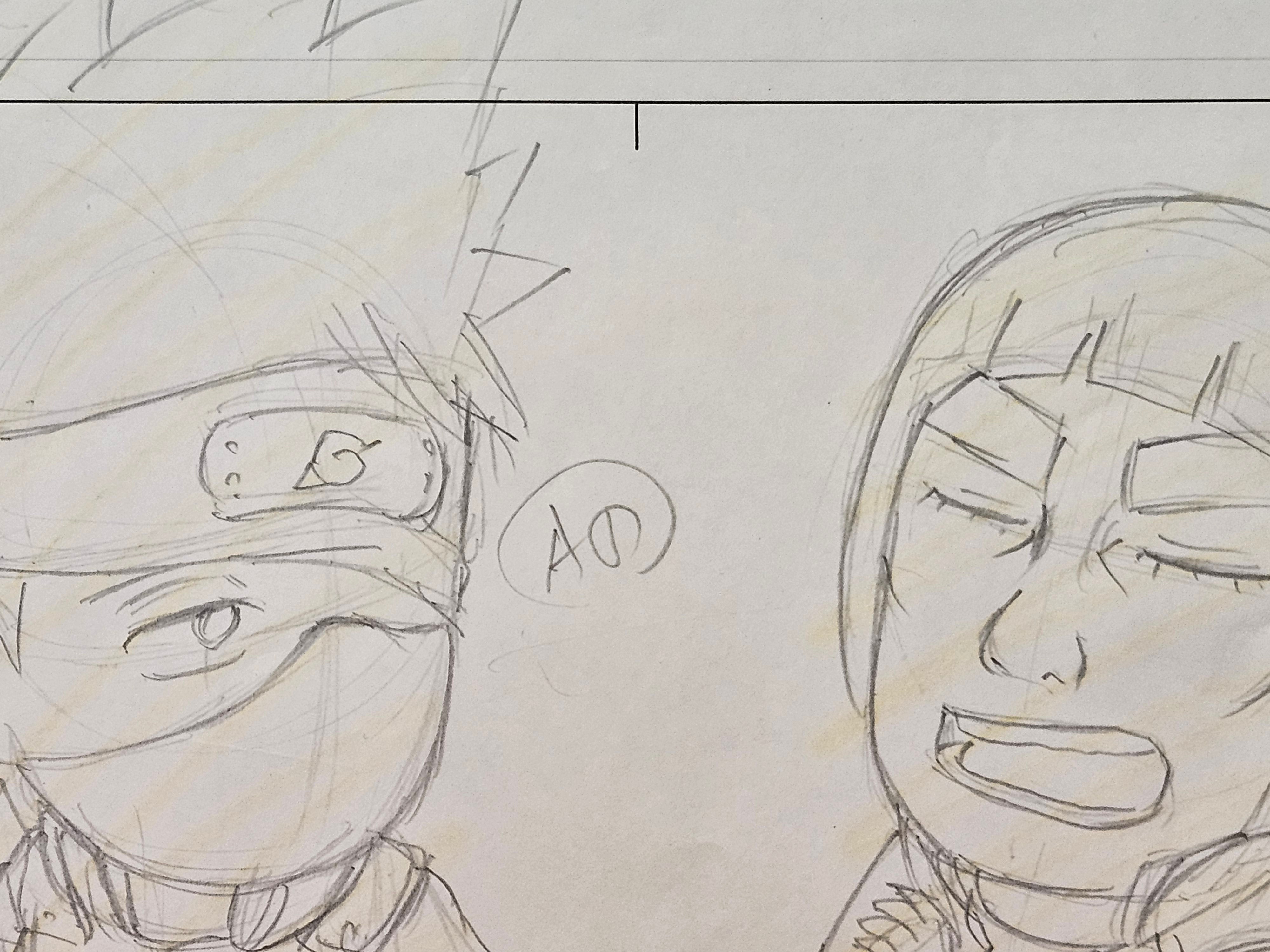 Boceto original de Naruto (Guy y Kakashi)