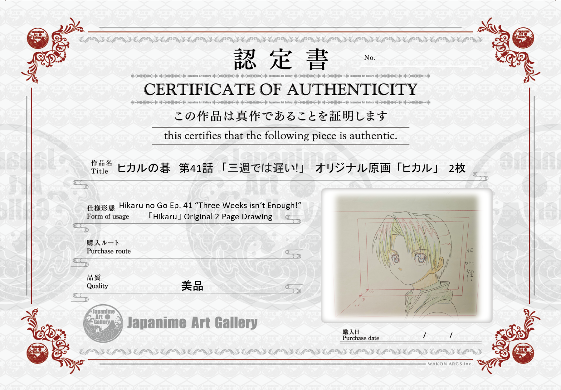Hikaru no Go Original Sketch (Hikaru)