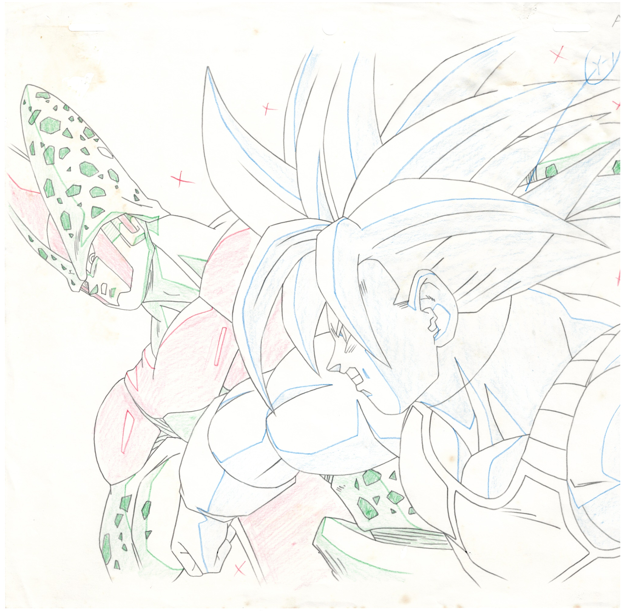 Dragonball Original cel and drawing (Cell, Trunks)