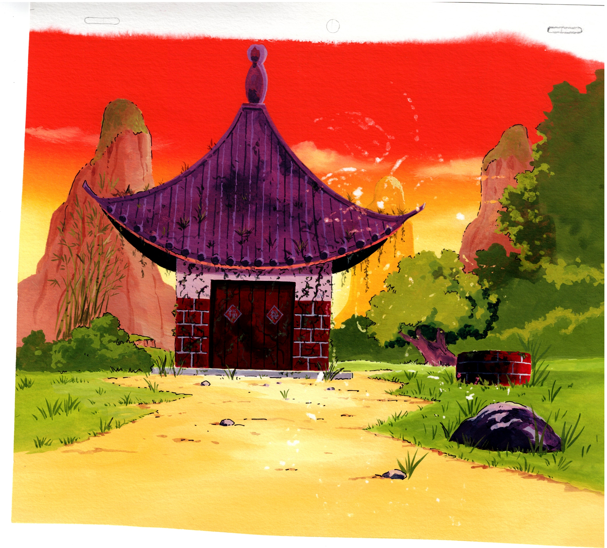 Dragonball Original cel, drawing, and background