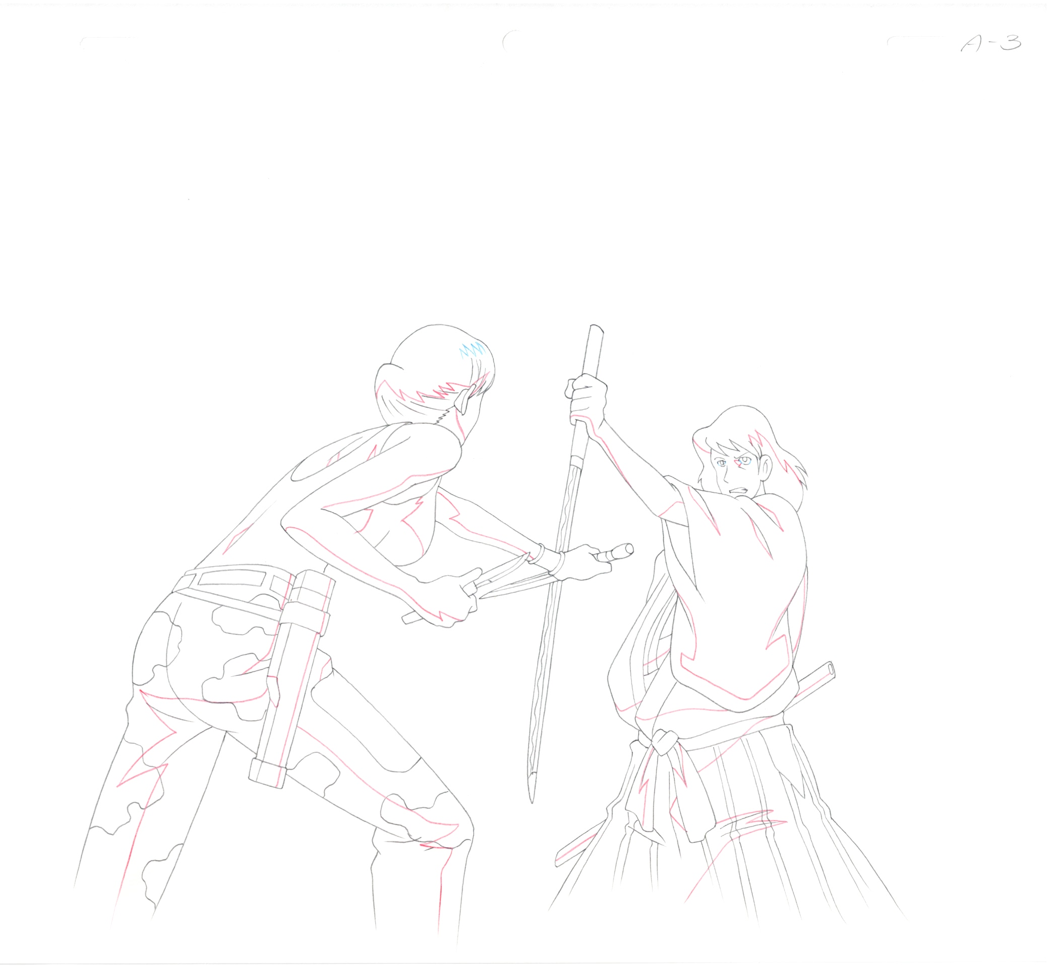 Lupin III Original Sketch (Goemon) 3 page Set