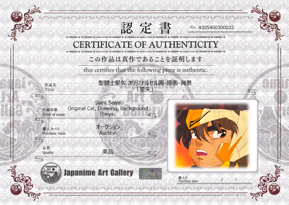 Saint Seiya (Knights of the Zodiac) Original Cel (Seiya)