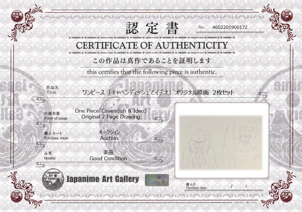 Dibujo original de One Piece de 2 páginas (Cavendish e Ideo)