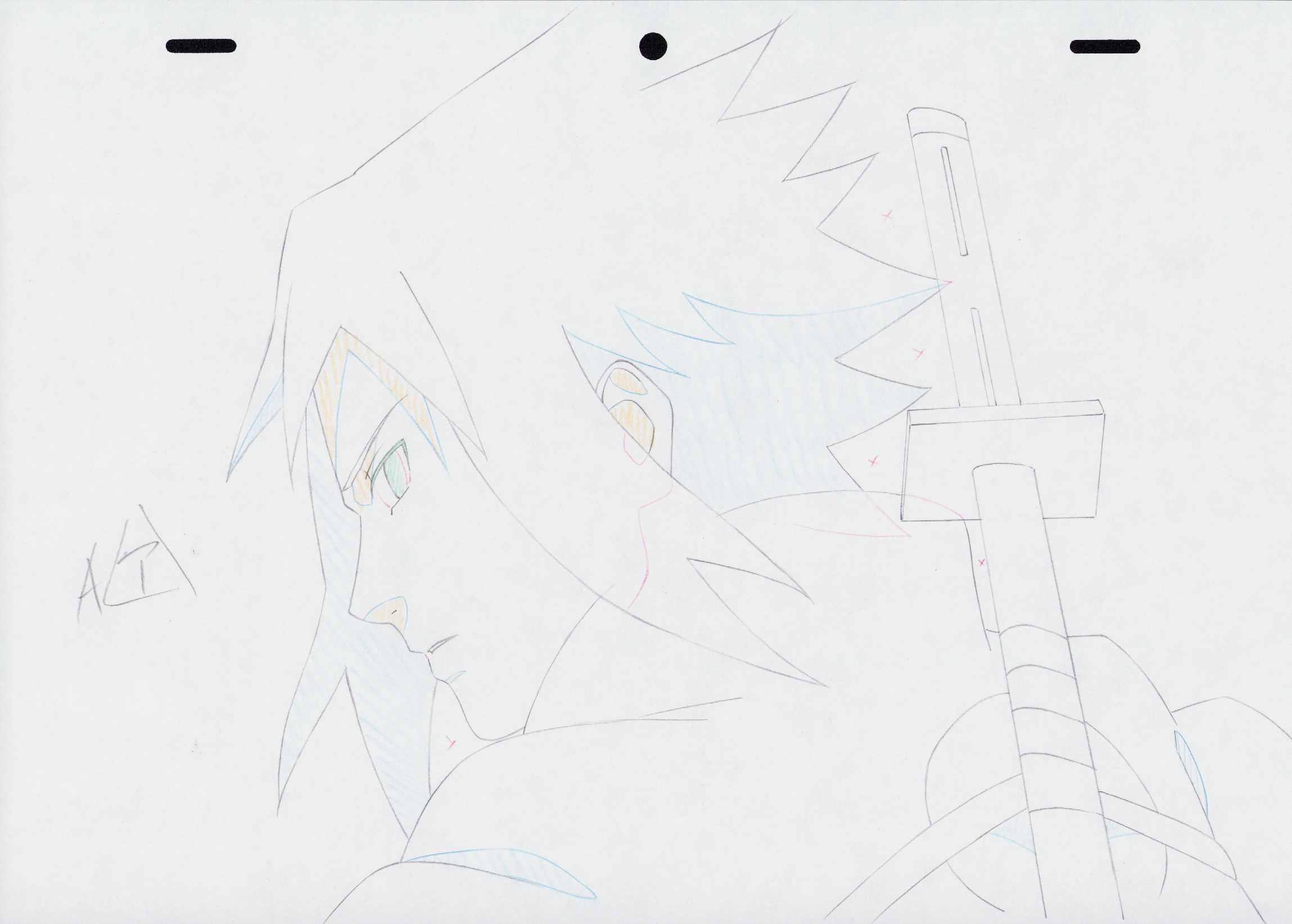 Naruto Shippuden genga original de 4 piezas set(Sasuke Uchiha)