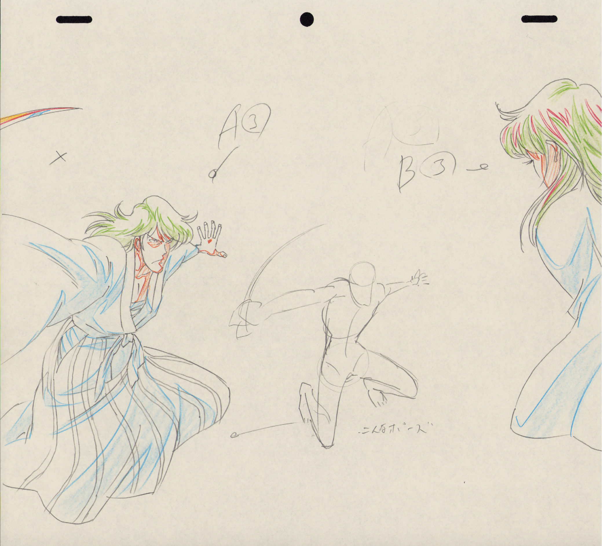 Lupin The Third: Angel Tactics ensemble de 2 genga originaux (Goemon Ishikawa, Tsujigiri Kaoru)