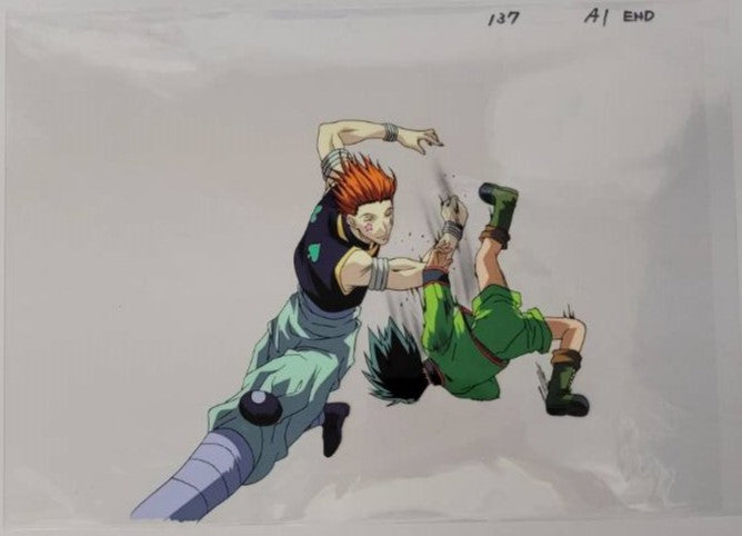 Hunter x Hunter Original Cel, Sketch and Background (Hisoka & Gon)