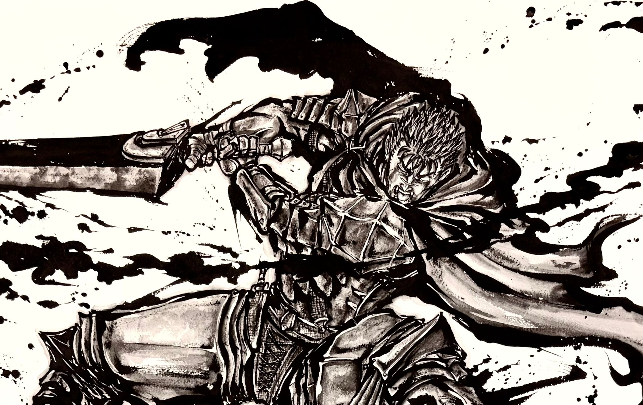 Impresión de tinta limitada de Berserk (Guts)