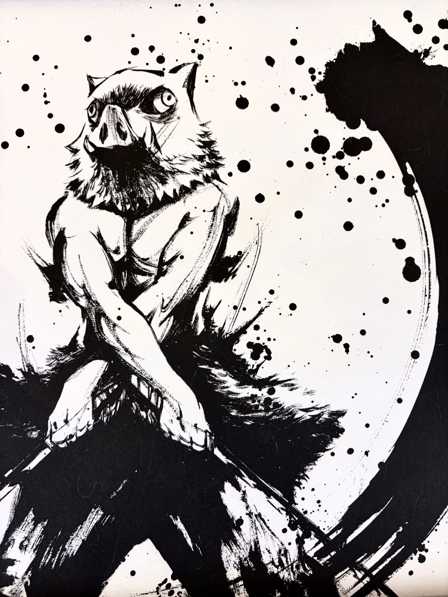 鬼灭之刃限量复制版水墨画