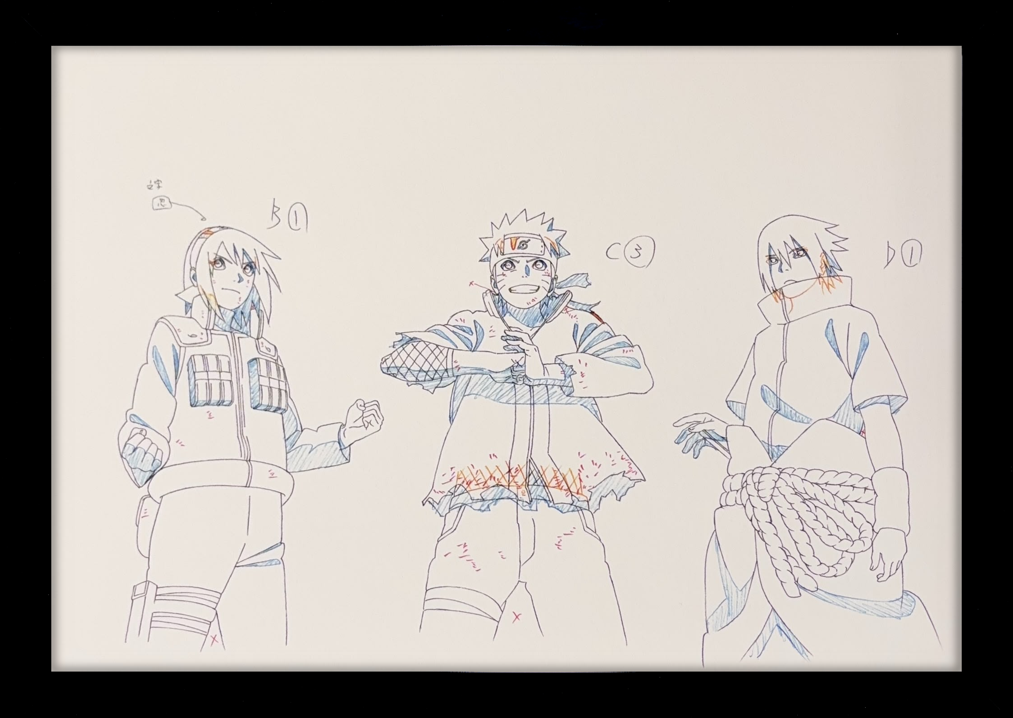 Reproducción limitada de Naruto (Naruto Uzumaki, Sasuke Uchiha, Sakura Haruno)