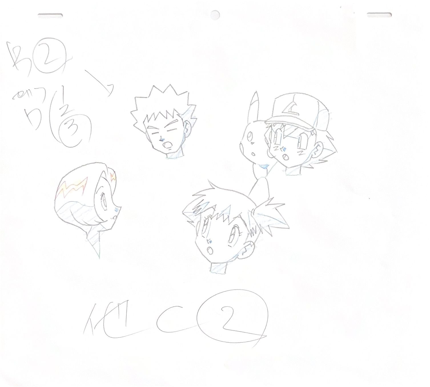 Pokemon Original Sketch (Ash, Pikachu, Misty, Brock, Togepi)