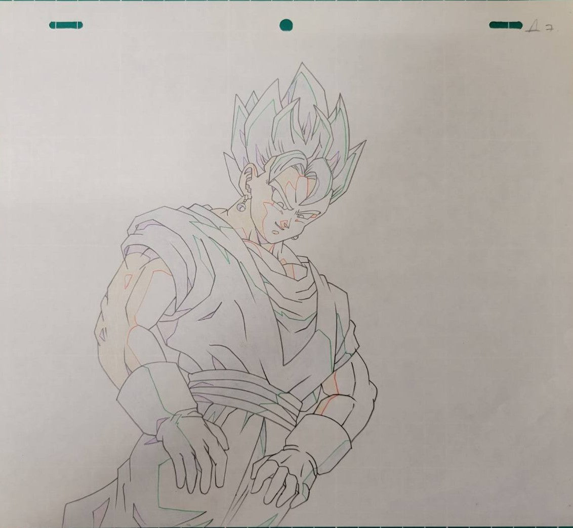 Celda, boceto y fondo originales de Dragon Ball (Vegito)