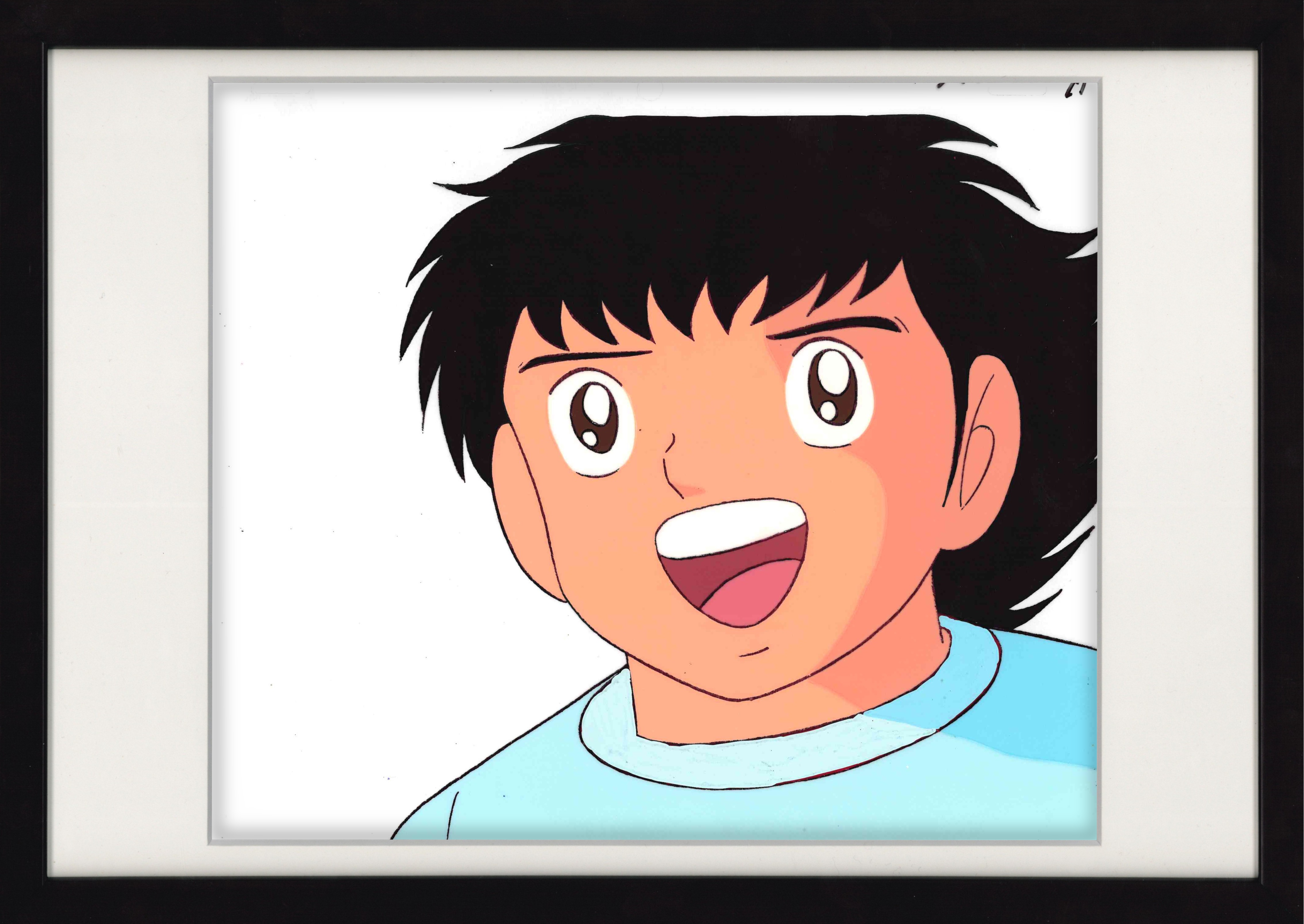 Captain Tsubasa (1983 Series) Original Cel and Douga (Tsubasa Oozora) 2-Piece Set