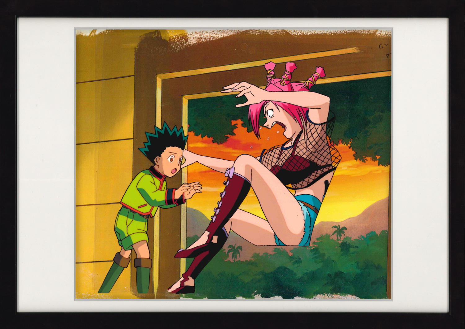 Hunter x Hunter cellulo original et copie de décor (Gon Freecss, Menchi) ensemble de 3 pièces
