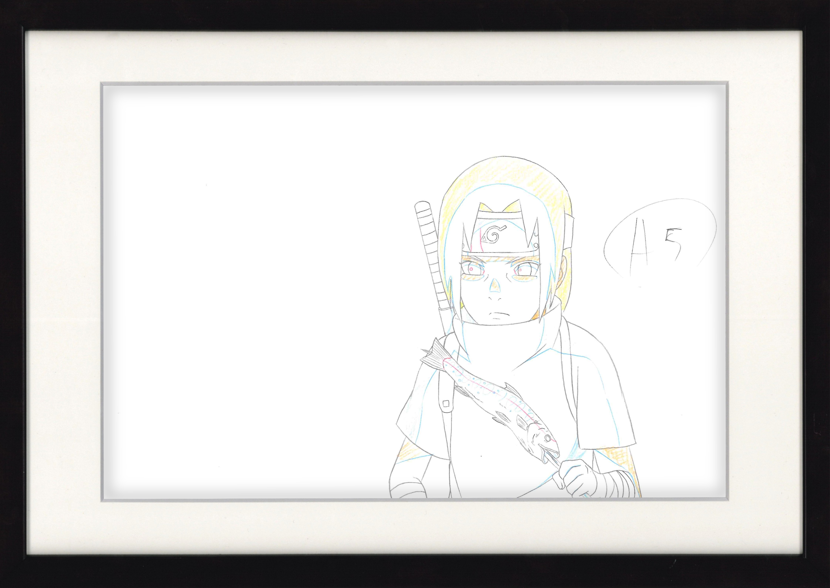 Naruto Shippuden: boceto original (Itachi Uchiha), juego de 2 páginas
