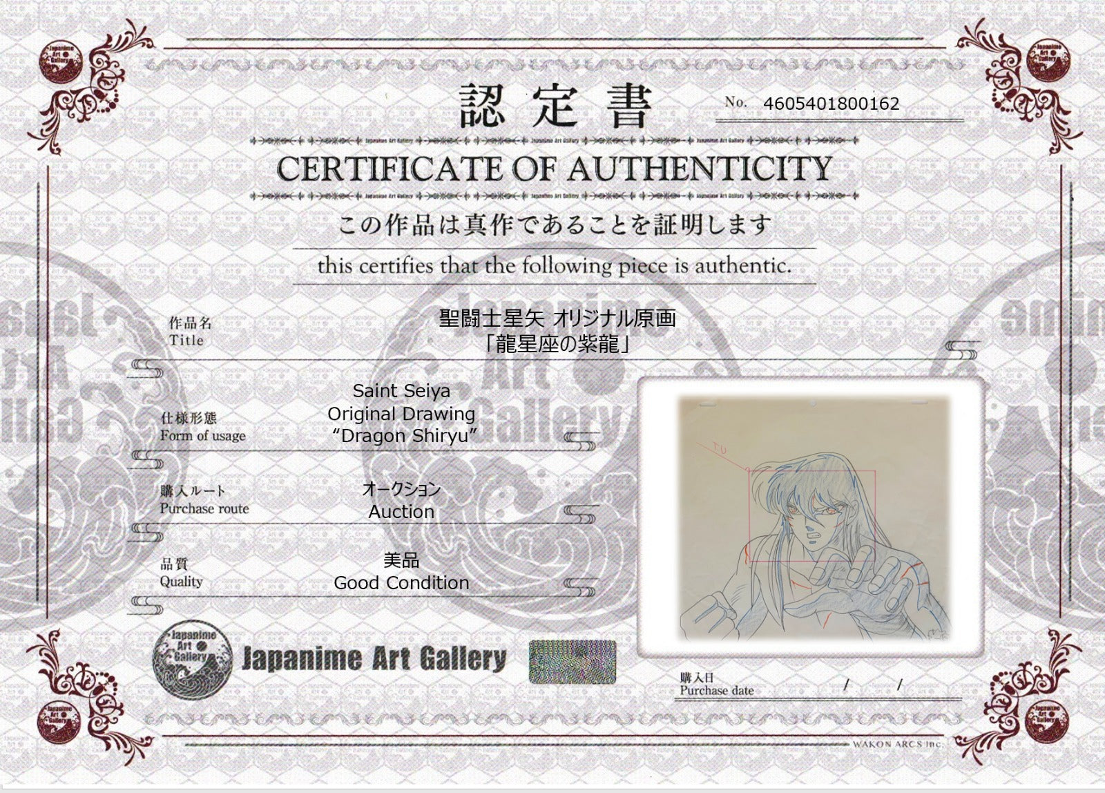 Saint Seiya Original Sketch (Dragon Shiryu)