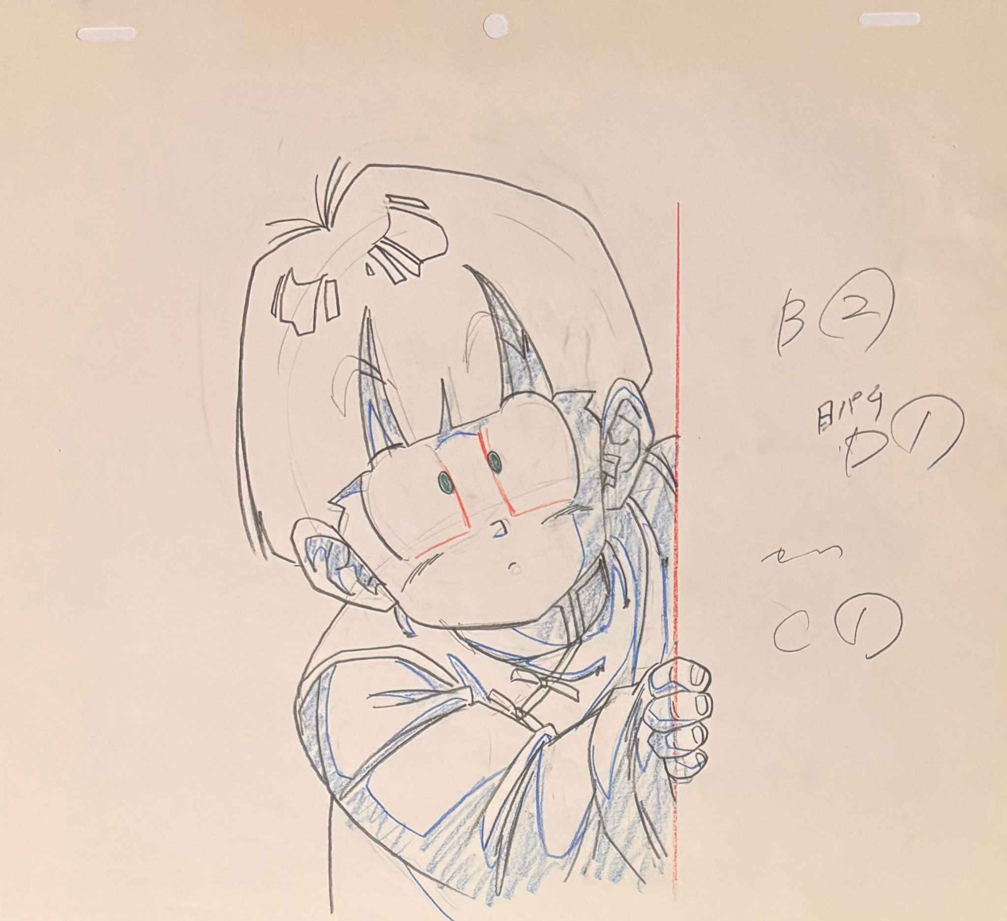 Dragon Ball Z Original Drawing (Son Gohan) 2-page set & Layout Copy
