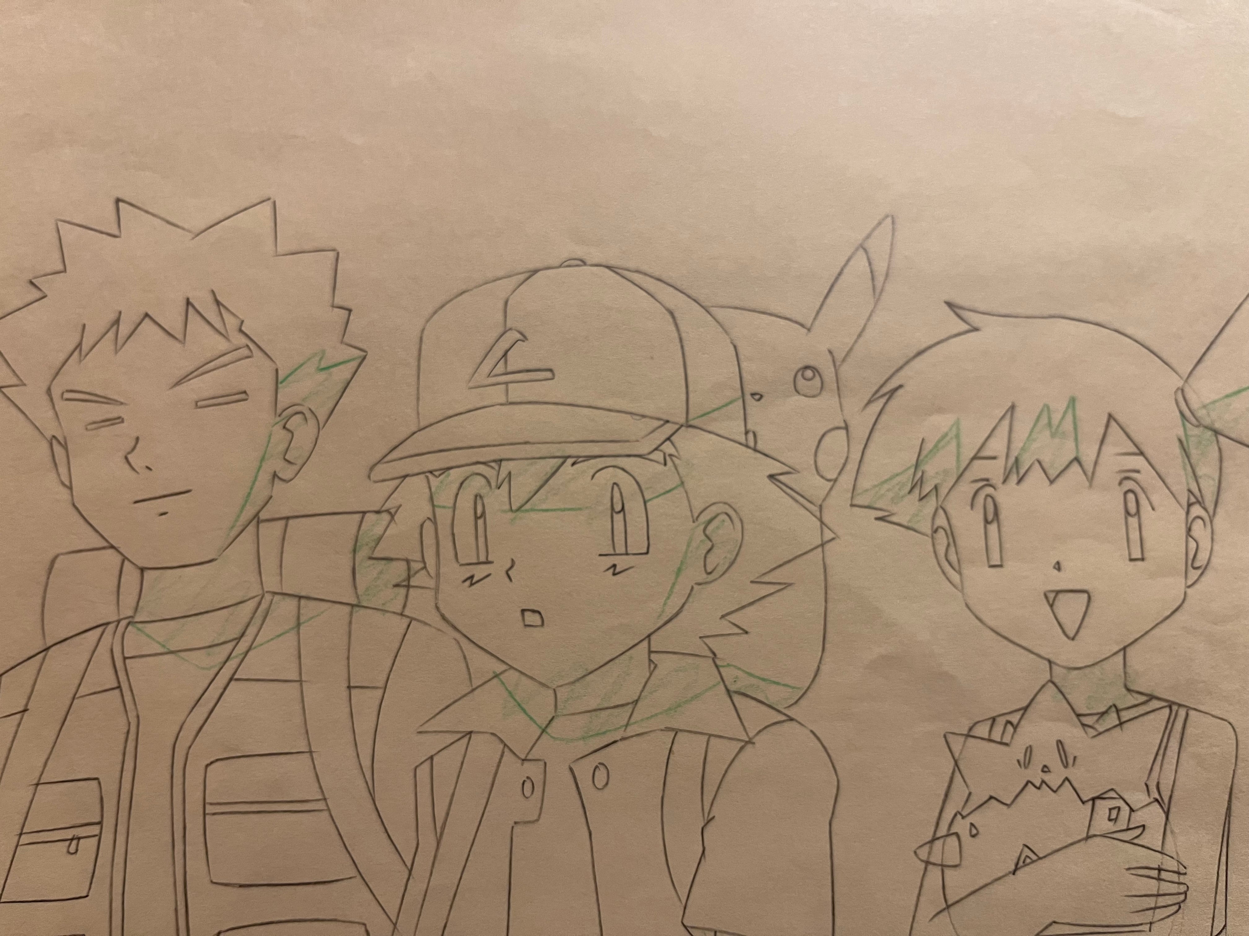 神奇宝贝原始草图（小智、小刚和小霞）