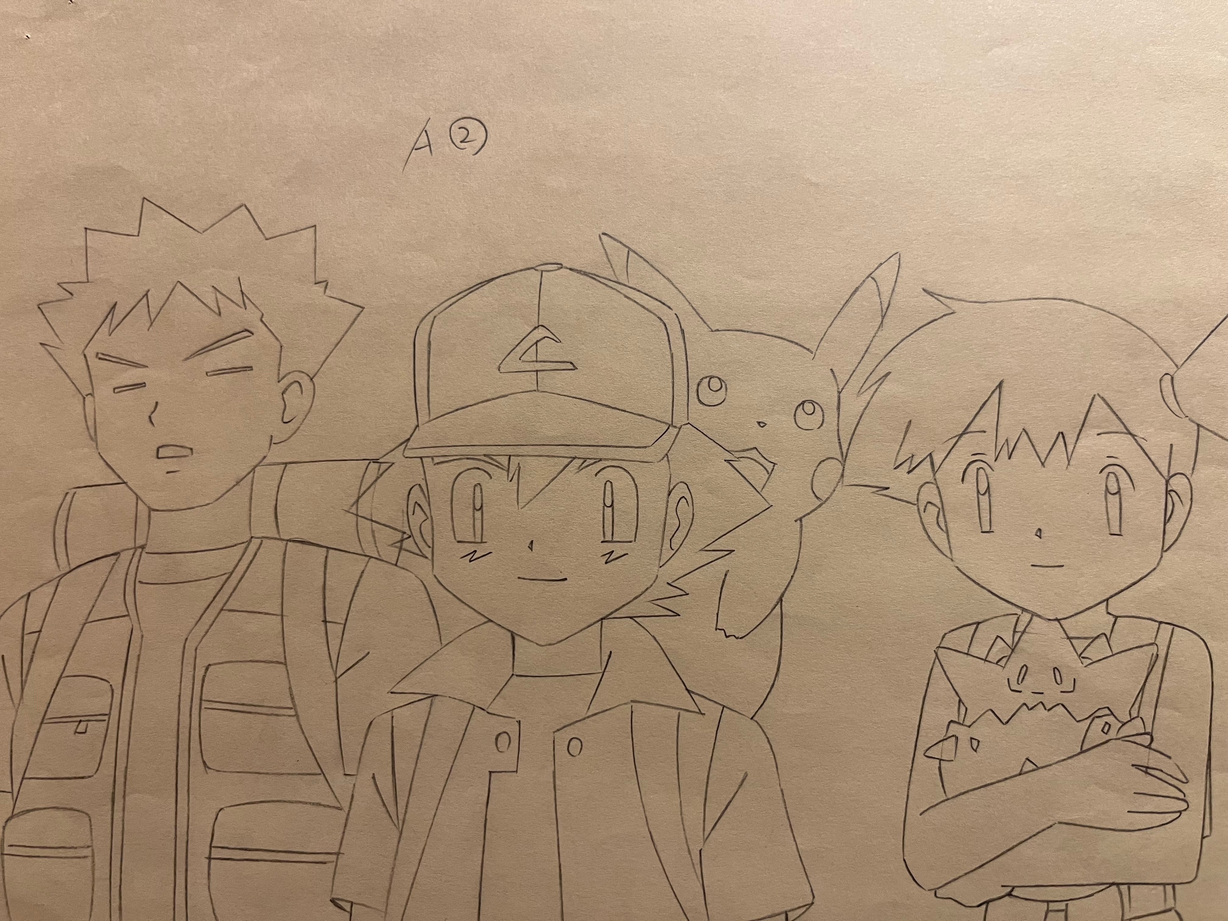 神奇宝贝原始草图（小智、小刚和小霞）