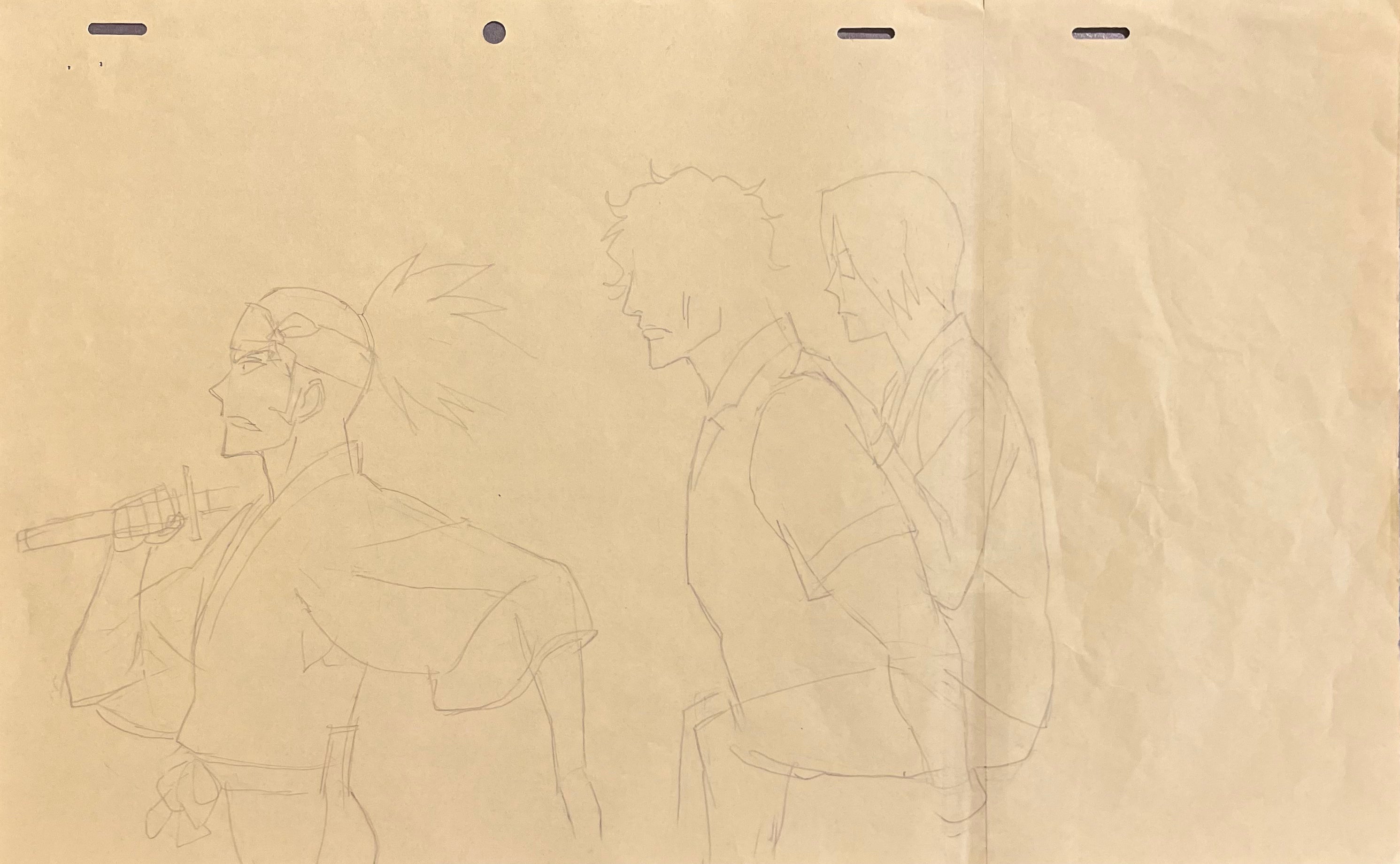 Boceto original de Bleach (Renji, Sado, Ishida)