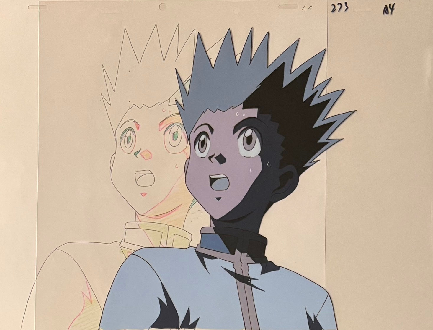 Celda y boceto originales de Hunter x Hunter (Gon y Wing)