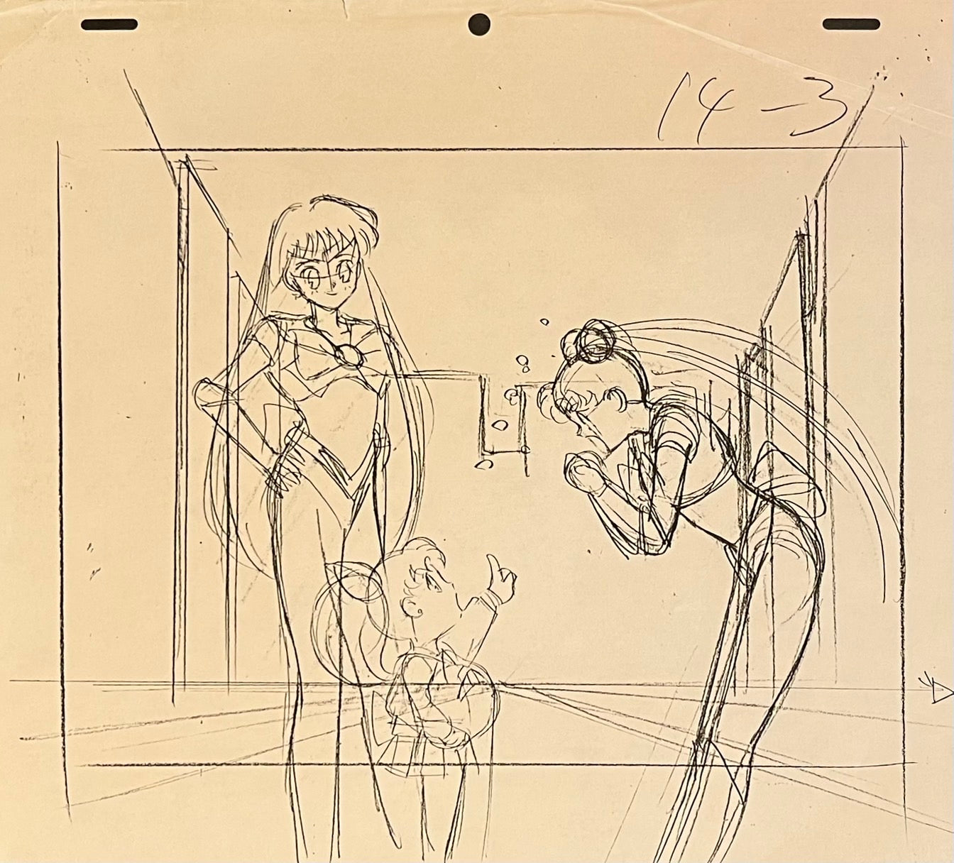 Dibujo original de Sailor Moon, 5 páginas (Sailor Moon, Sailor Mars y Chibi Moon)