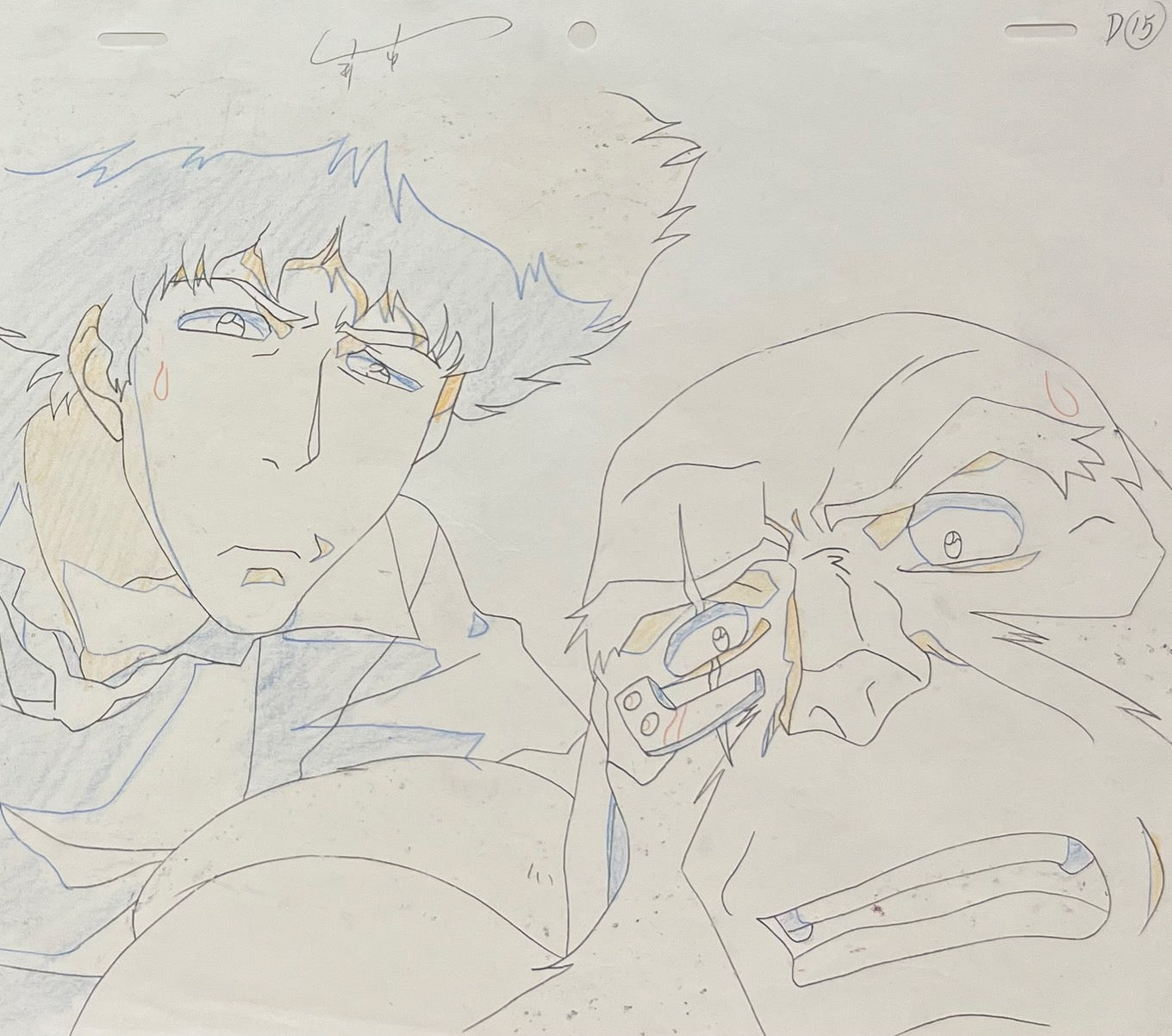 星际牛仔原版赛璐珞片和素描（斯派克·斯皮格尔和杰特·布莱克）