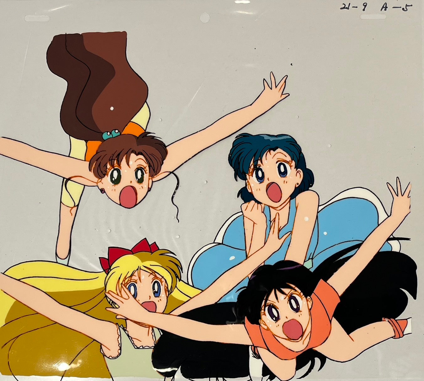 Sailor Moon Original Cel and Sketch (Lita, Amy, Mina, Raye)