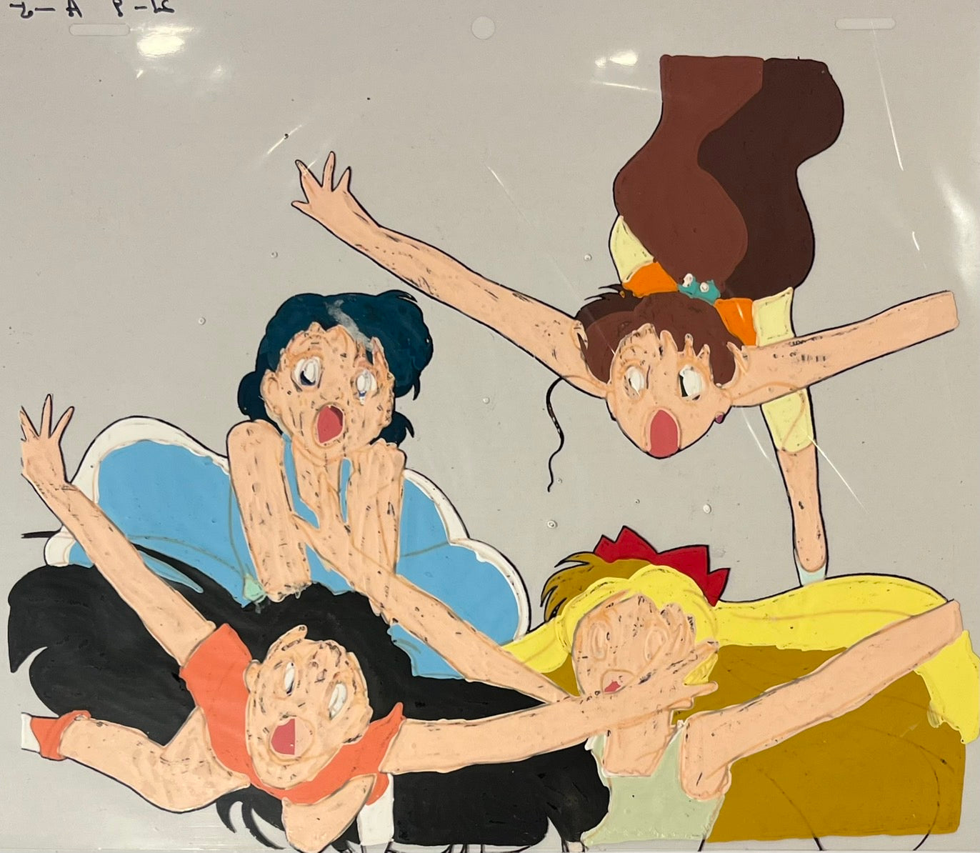 Sailor Moon Original Cel and Sketch (Lita, Amy, Mina, Raye)