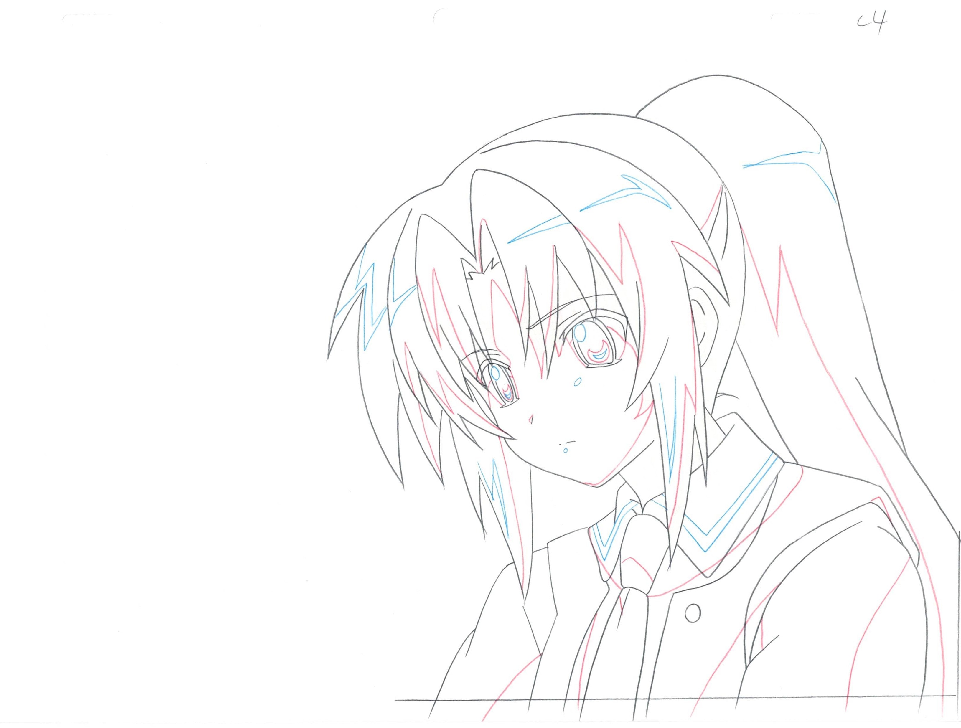Higurashi When They Cry Original Drawing (Mion Sonozaki) 2-page Set