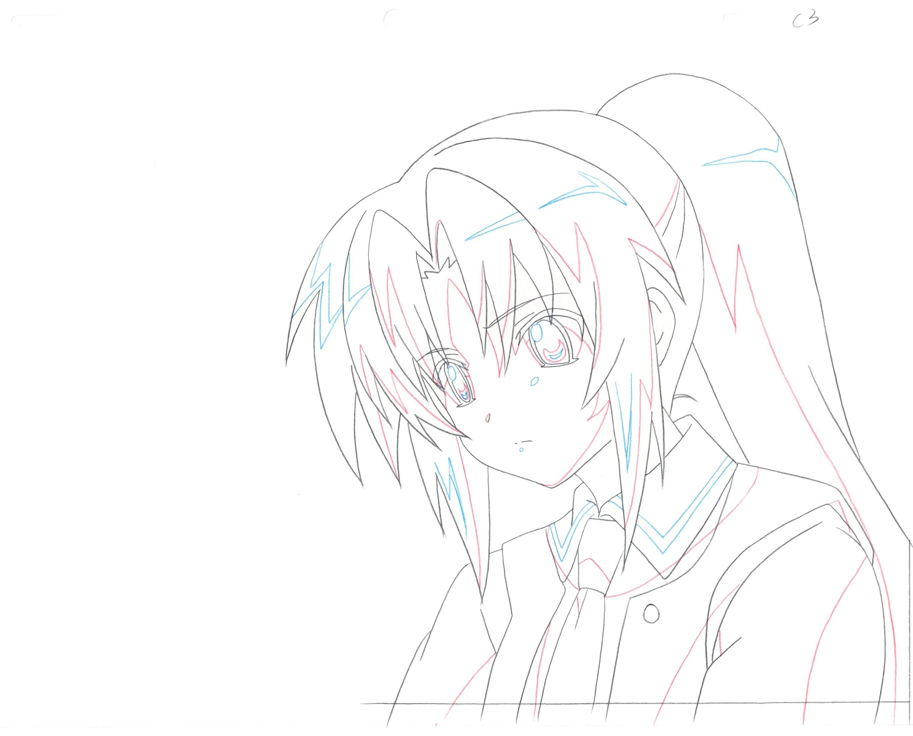 Higurashi When They Cry Original Drawing (Mion Sonozaki) 2-page Set