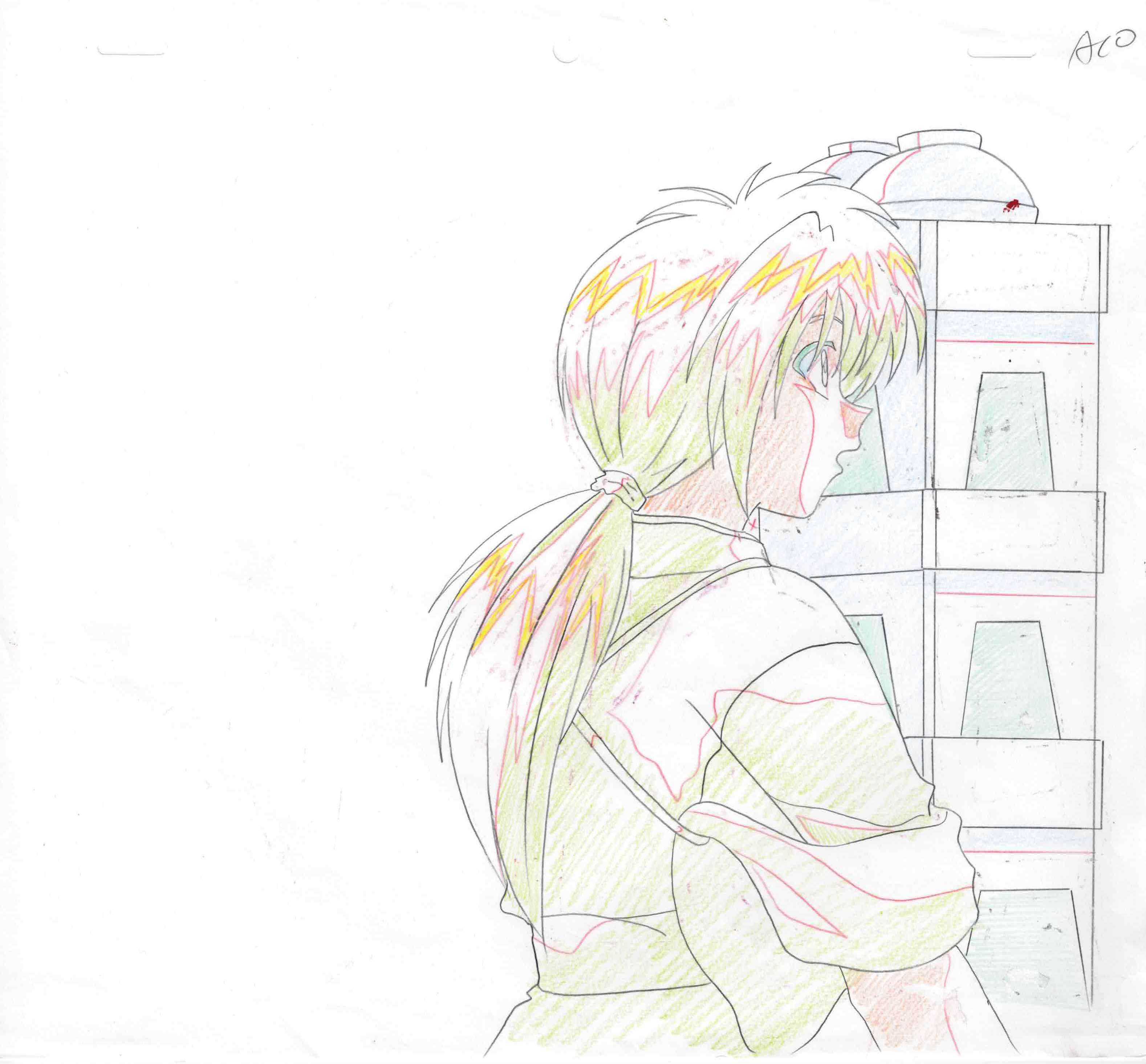 Rurouni Kenshin Original Cel and Drawing (Kenshin Himura)