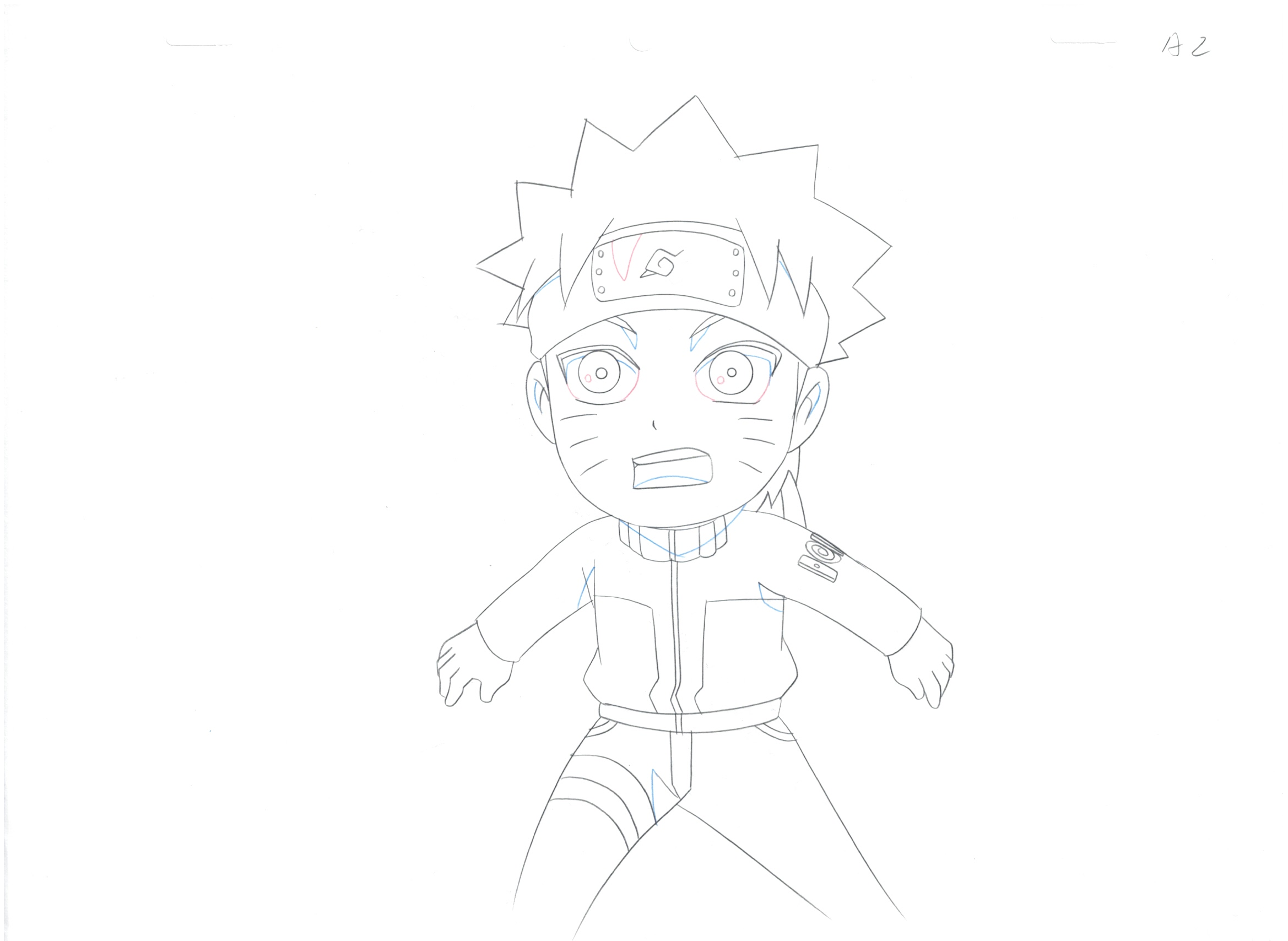 Naruto Original Drawing (Naruto Uzumaki) 2-page Set
