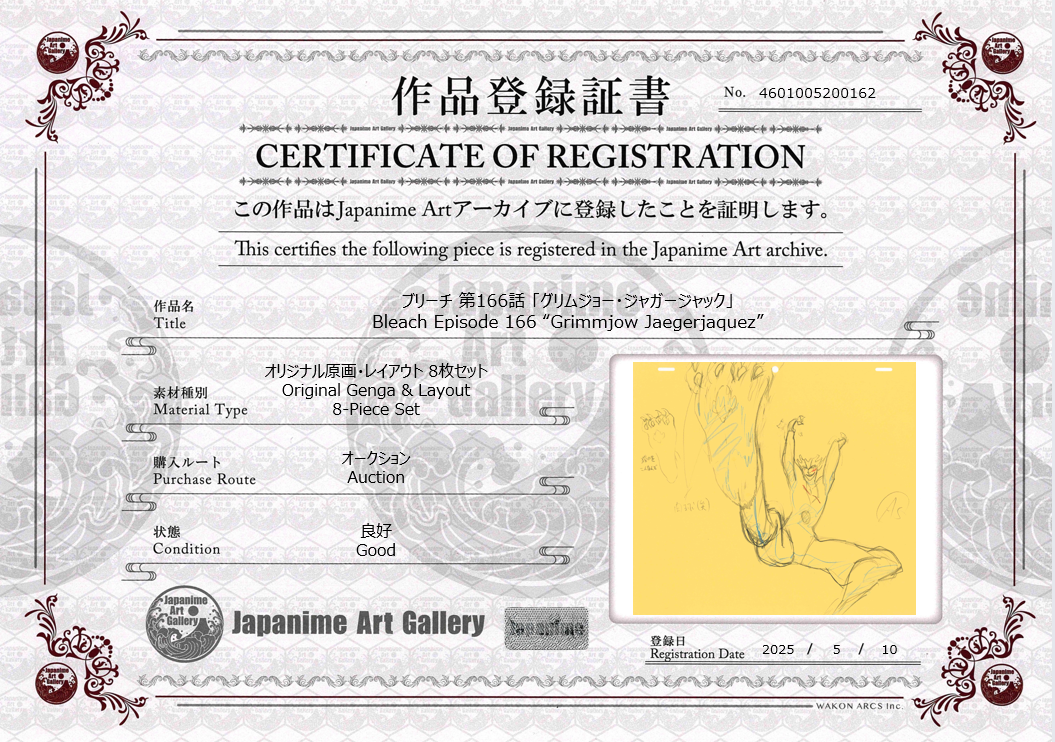 Genga e Layout originali di Bleach (Grimmjow Jaegerjaquez) set da 8 pezzi