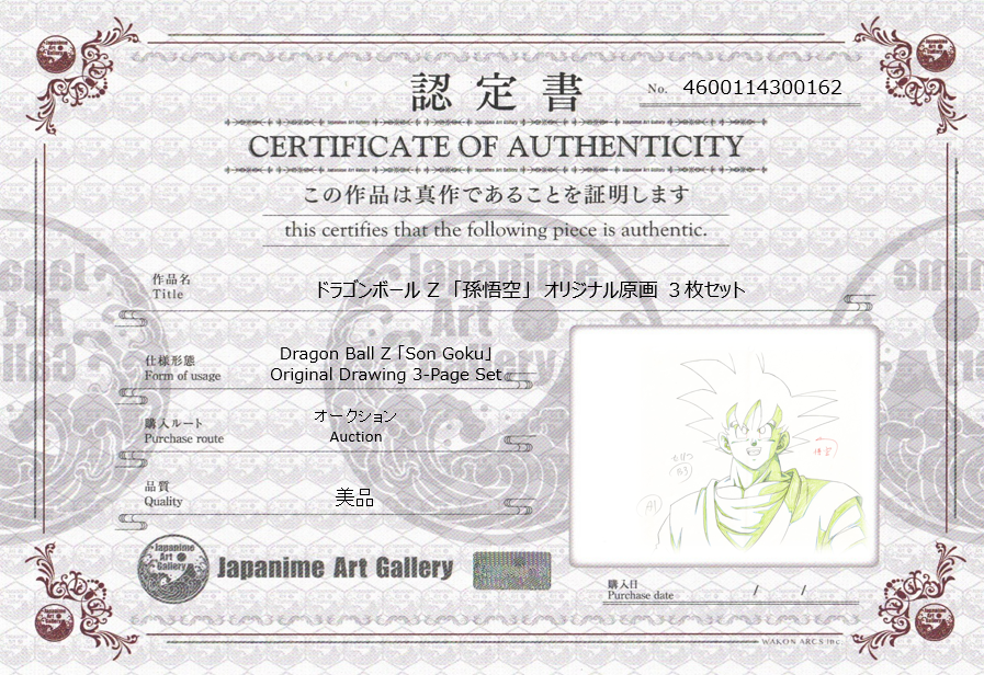 Dragon Ball Z Original Drawing (Son Goku) 3-page Set