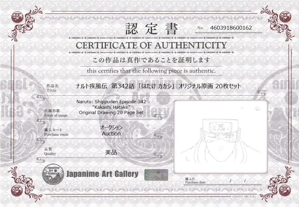 Naruto Original Sketch (Kakashi Hatake) 20 pages Set