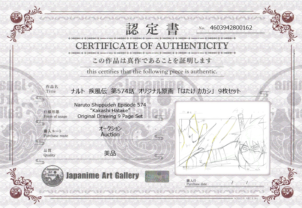 Naruto Shippuden Original Drawing (Kakashi Hatake) 9-page Set