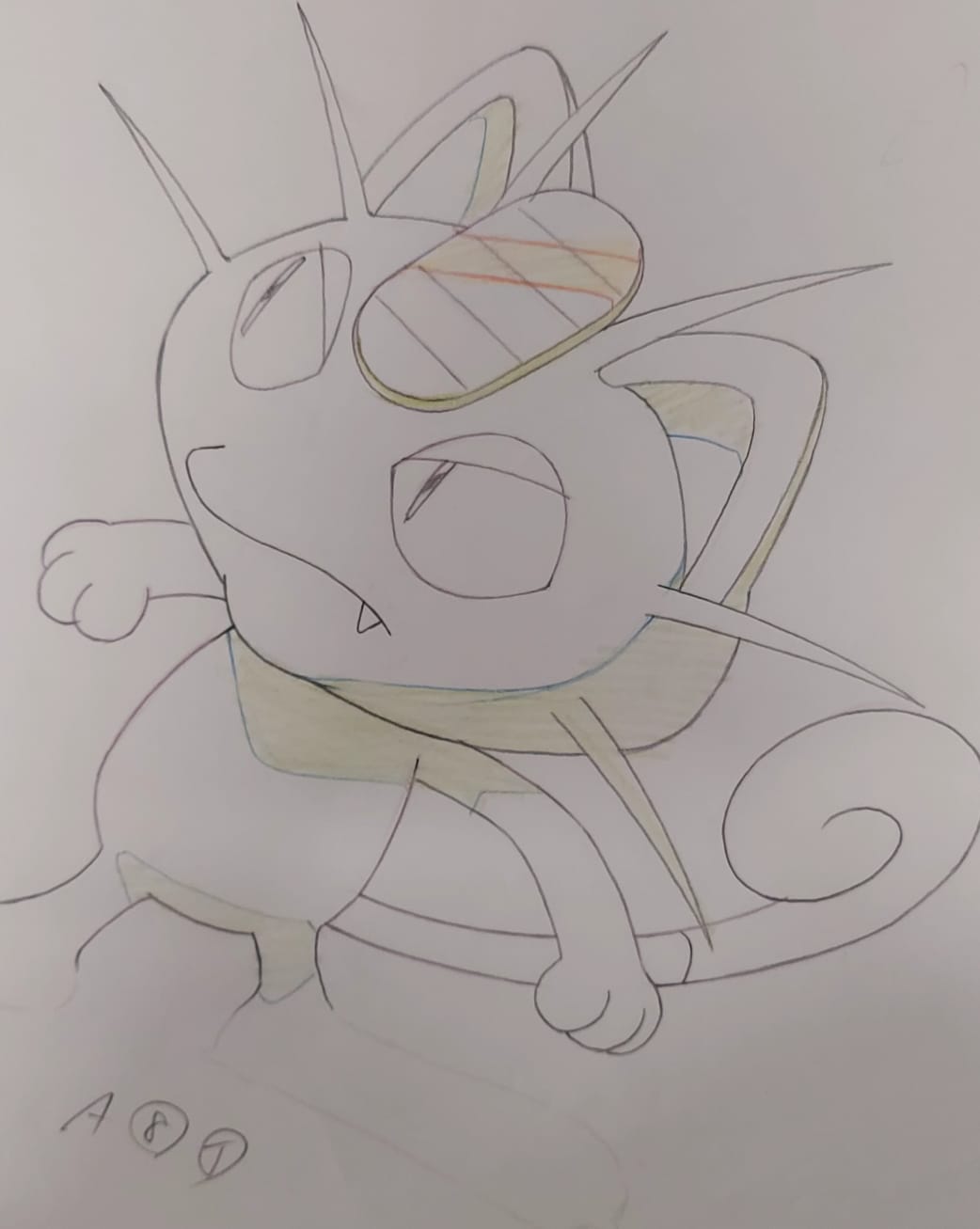 Dibujo original de Pokémon (Meowth)