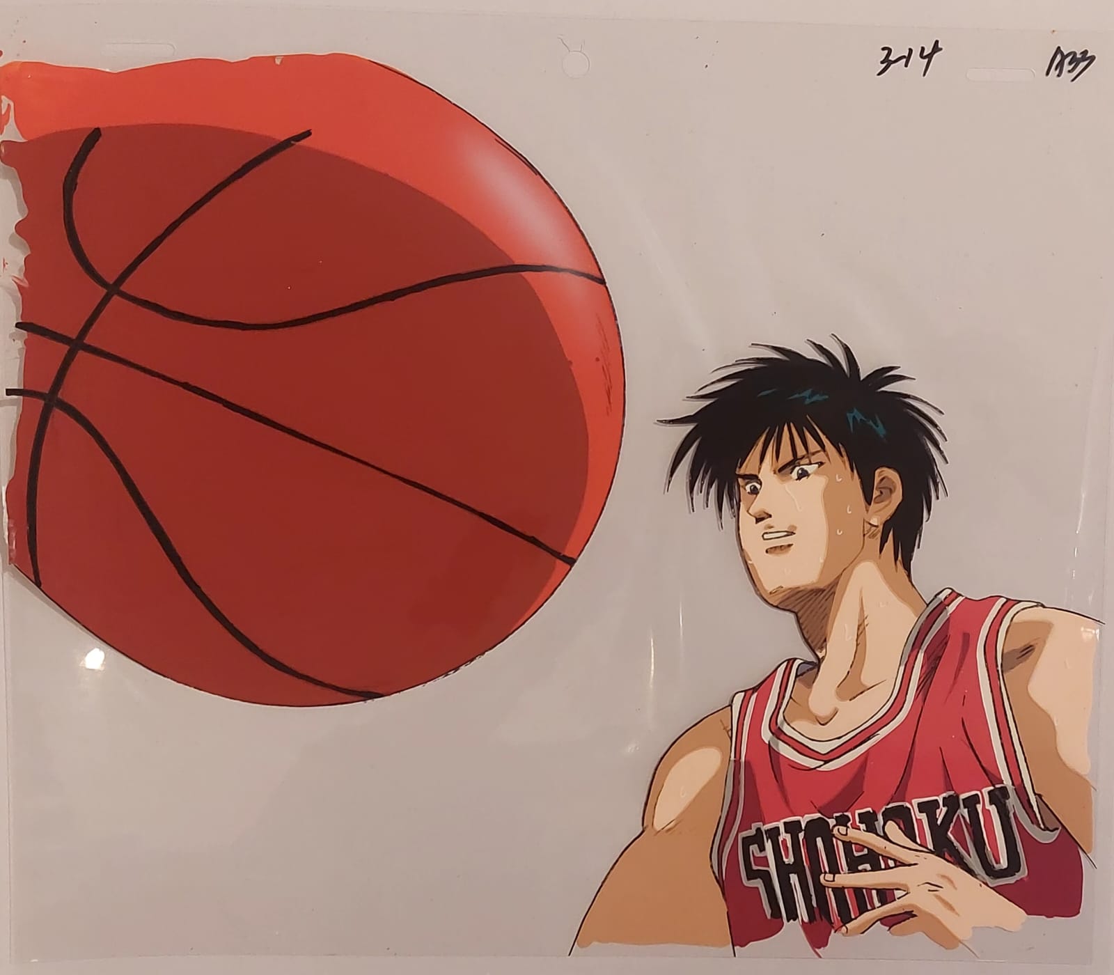 Slam Dunk Original Sketch and Cel (Kaede Rukawa)