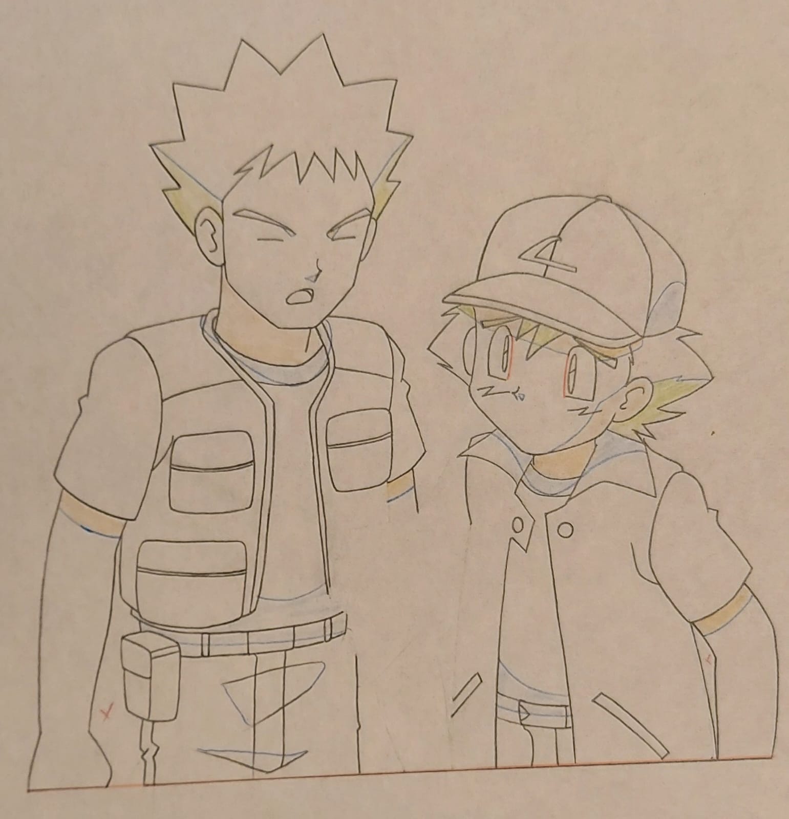 Boceto original de Pokémon (Ash y Brock)