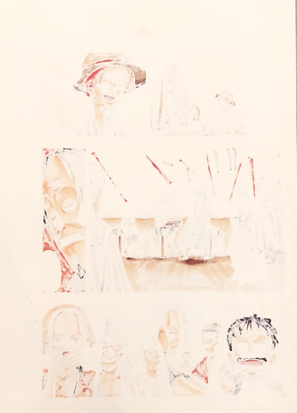 ONE PIECE Limited Reproduction ( Luffy, Shanks, Makino and Higuma)