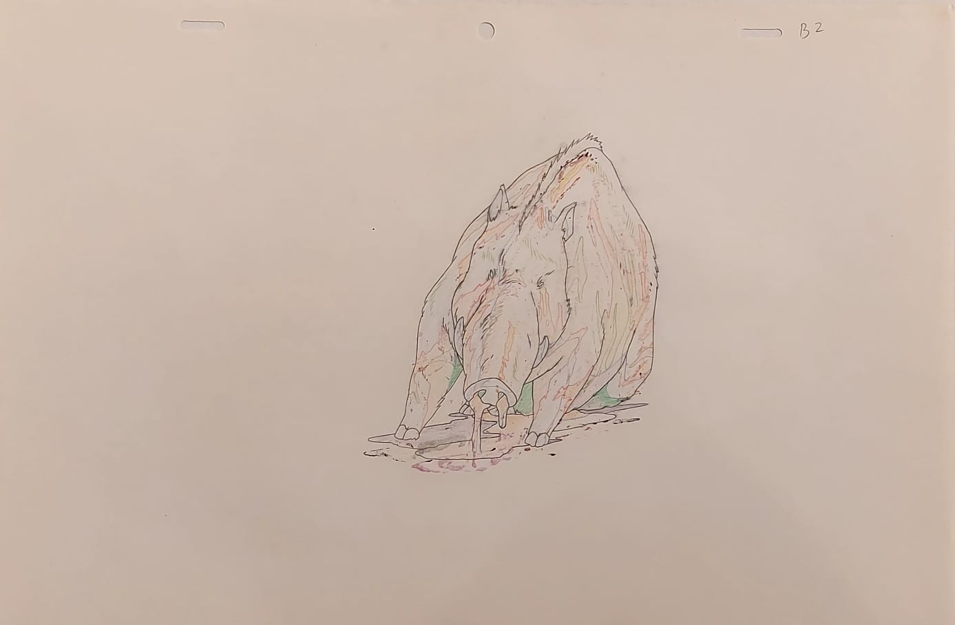 Studio Ghibli Princess Mononoke Original Cel and Sketch (Nago)