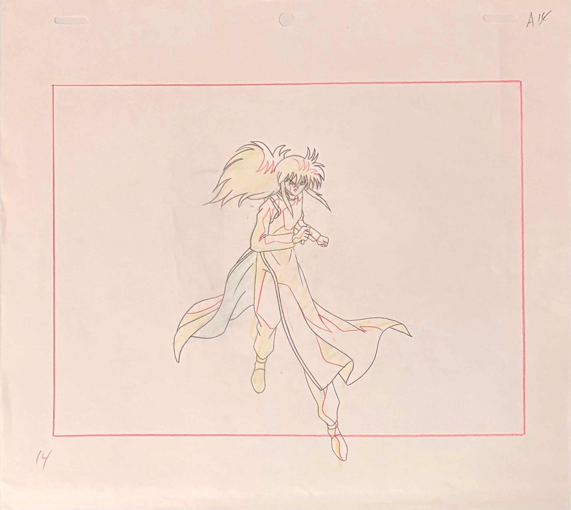 YuYu Hakusho Original Cel, Genga & Background Copy (Kurama) 3-Piece Set