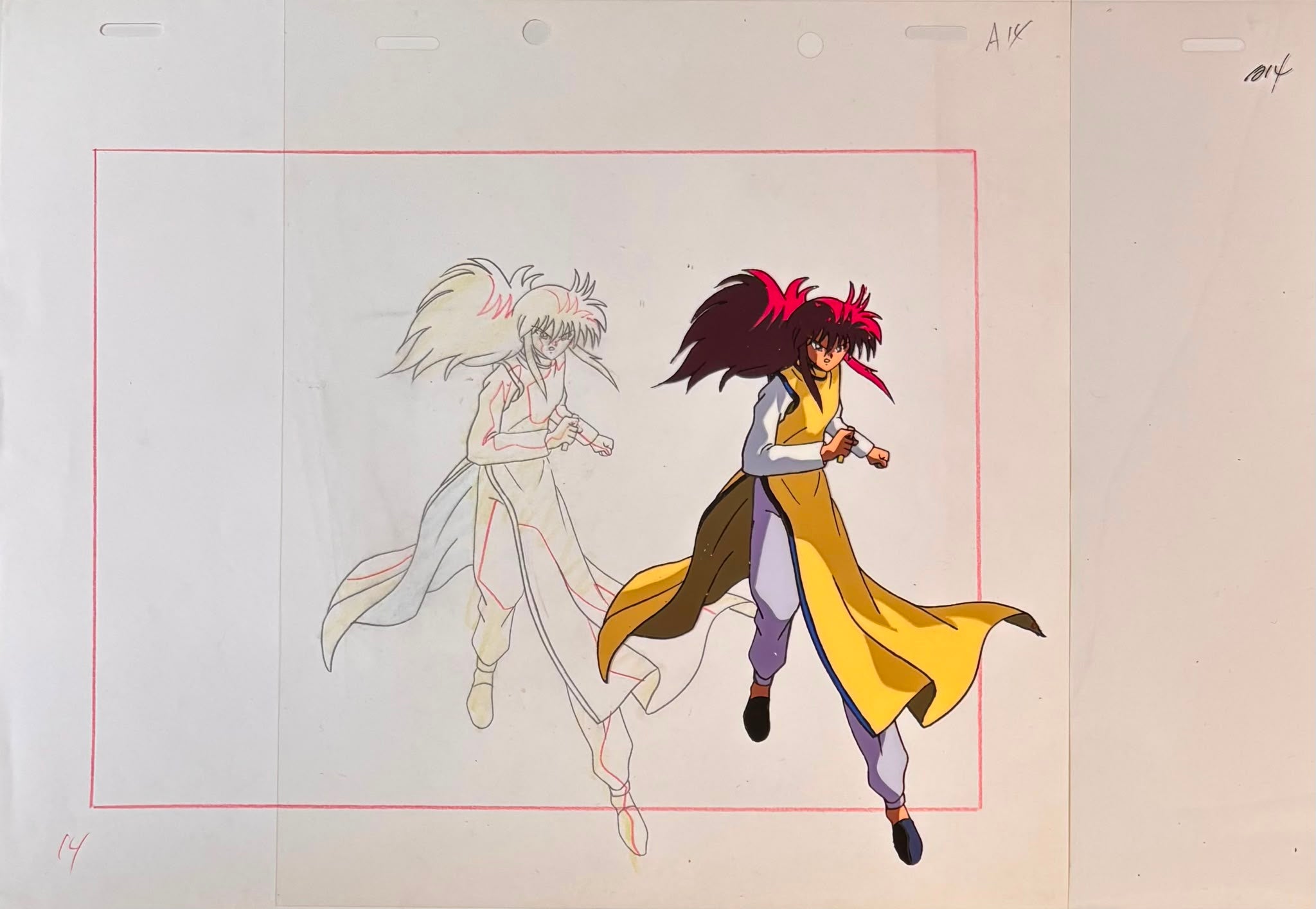 YuYu Hakusho Original Cel, Genga & Background Copy (Kurama) 3-Piece Set