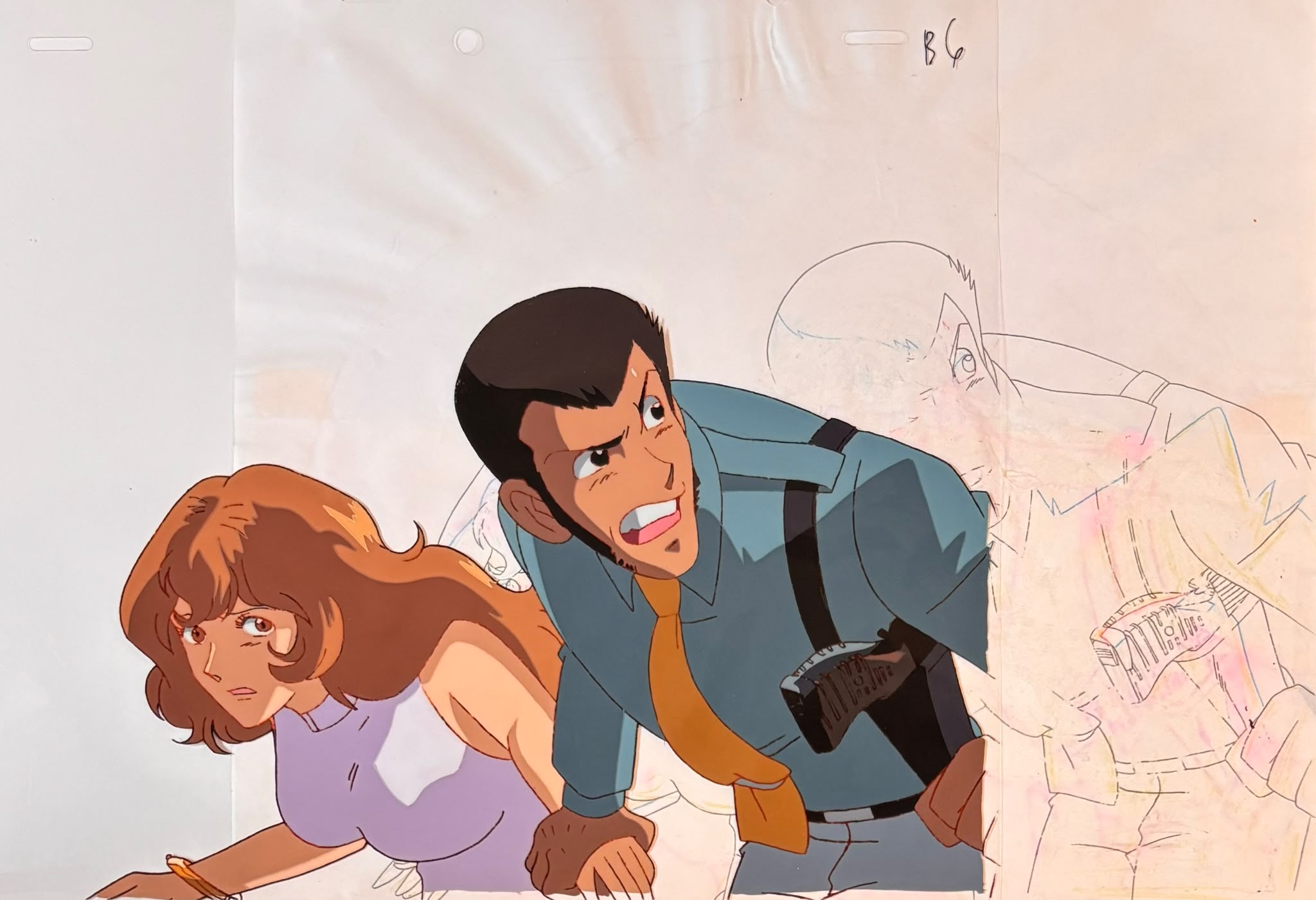 Lupin The Third: The Columbus Files Original Cel, Douga & Background Copy (Lupin III, Fujiko Mine) 3-Piece Set