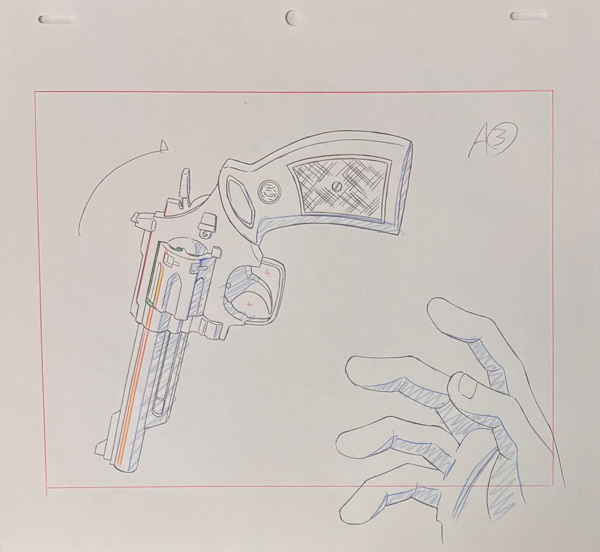 Lupin III Original Sketch (Gun)