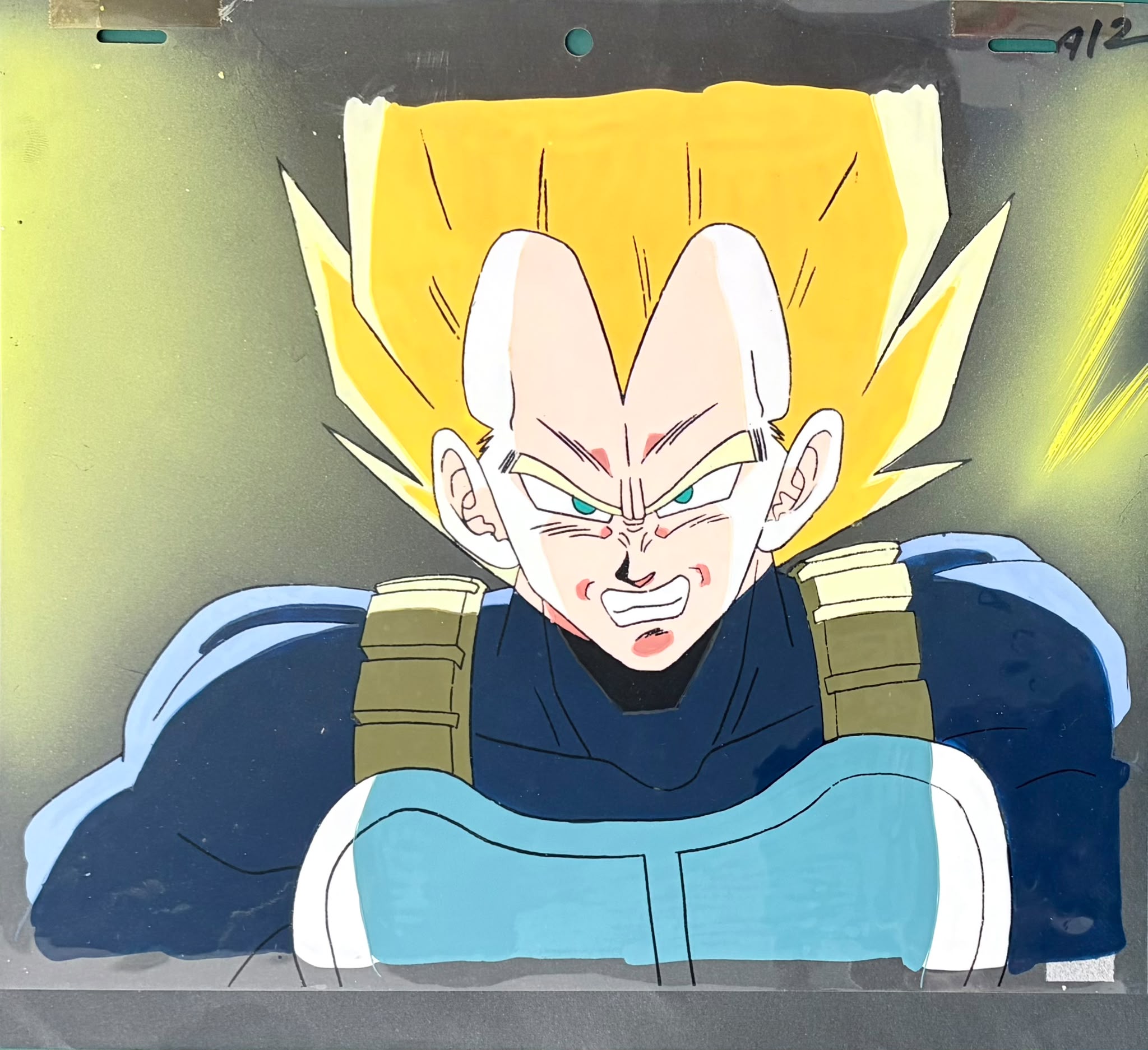 Dragon Ball Z Original Cel, Sketch, & Background (Vegeta)