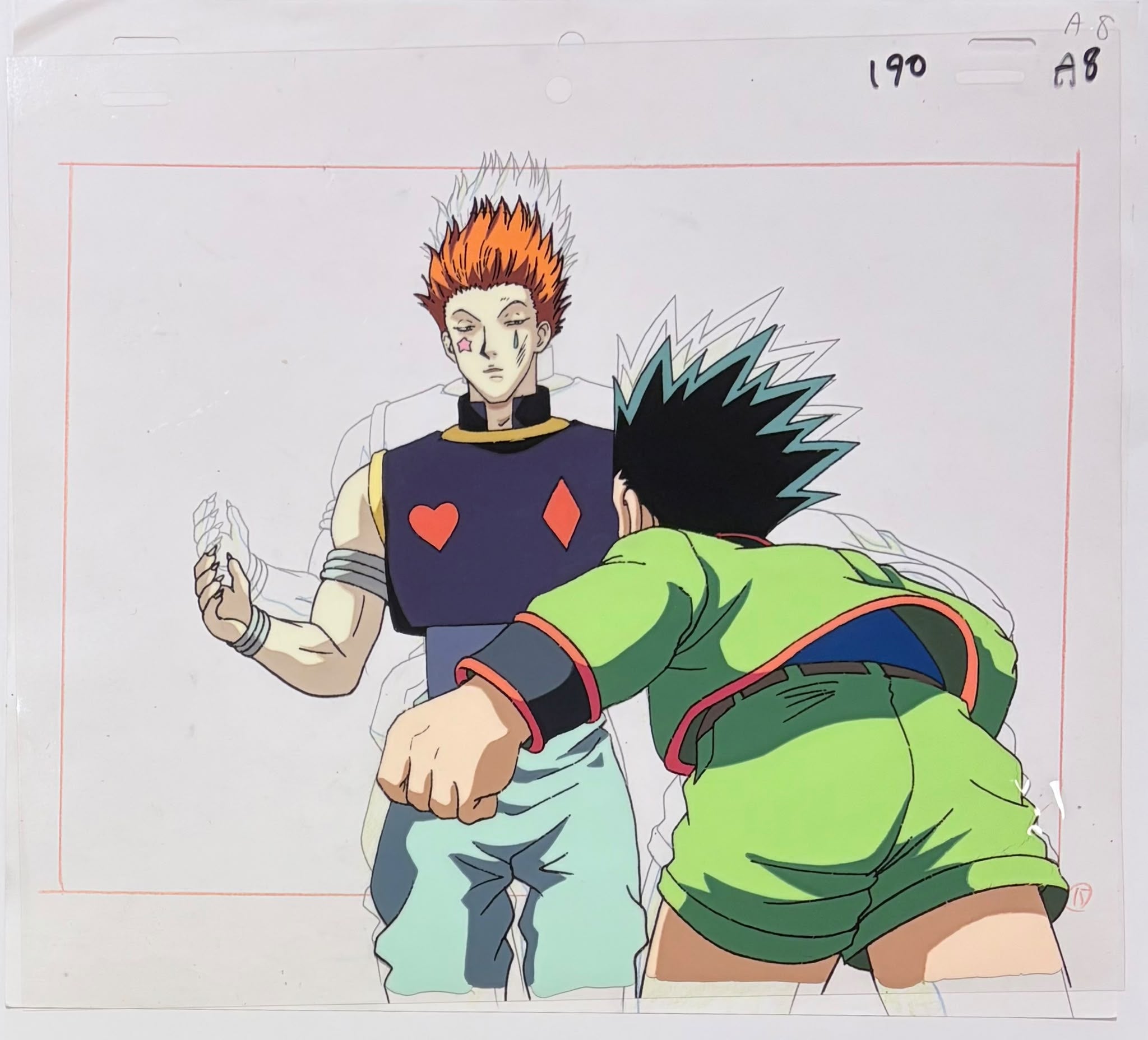 Cel y boceto originales de Hunter x Hunter (Gon contra Hisoka)