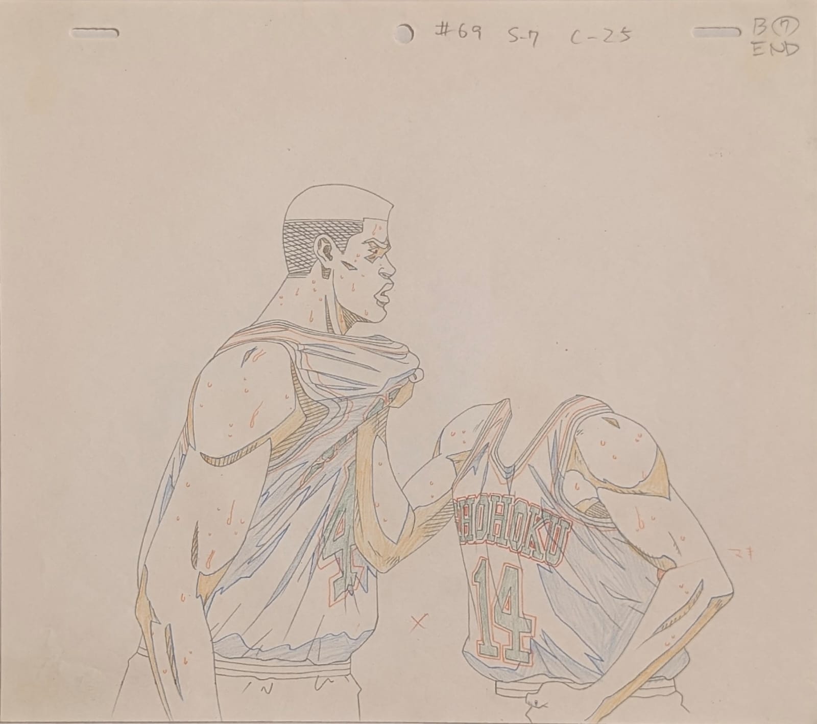 Slam Dunk Original Sketch and Cel (Takenori Akagi & Hisashi Mitsui) 2-page set
